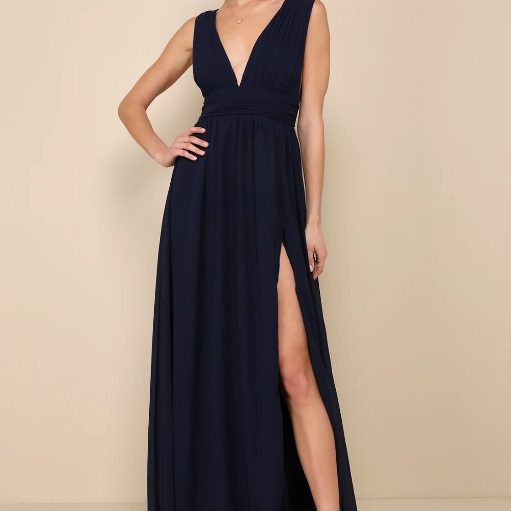 Lulus Heavenly Hues Navy Blue Maxi Dress - Size M - Picture 5 of 7